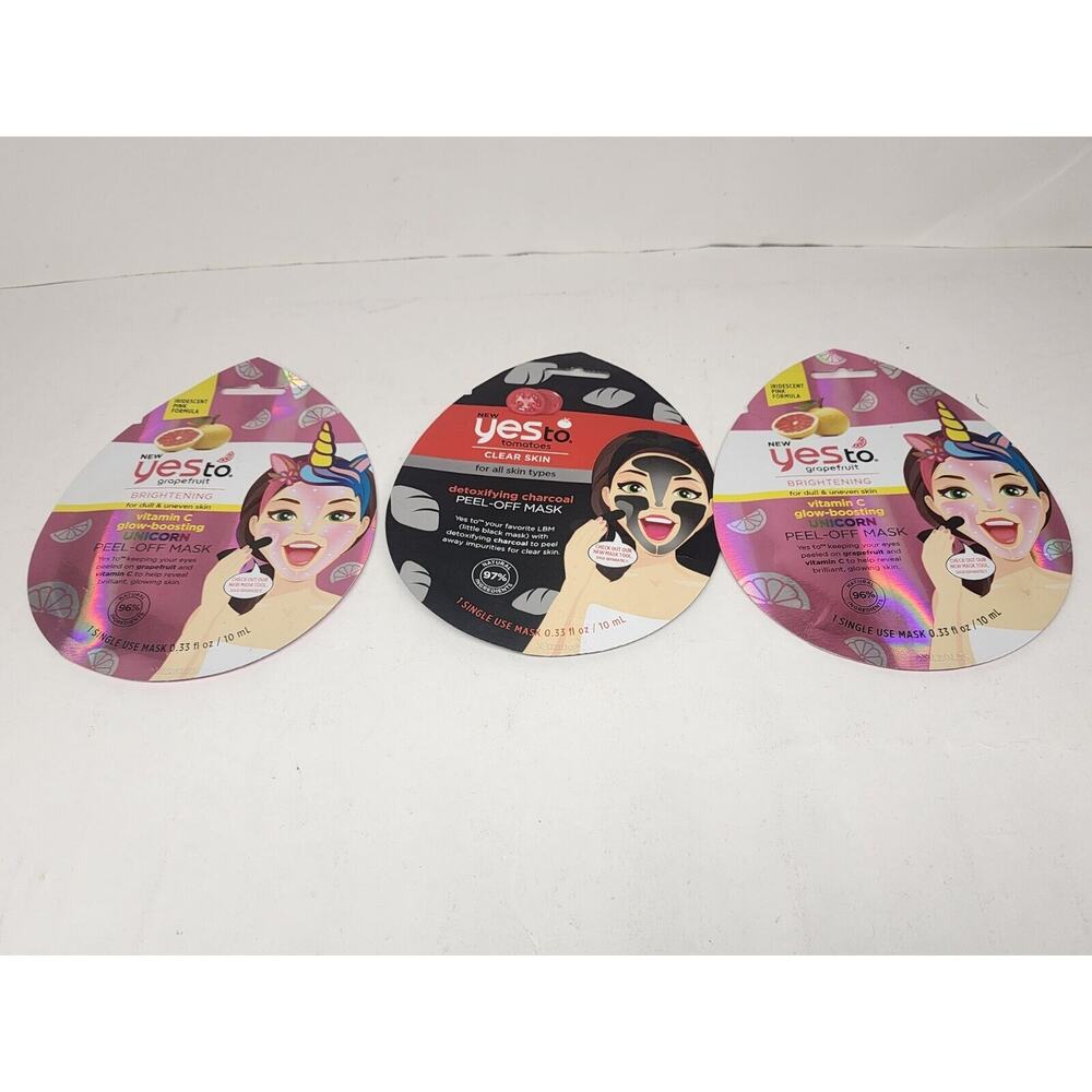 Yes To Mask Lot Tomatoes Charcoal Grapefruit Vitamin C Unicorn Mud Mask, 3/PACK